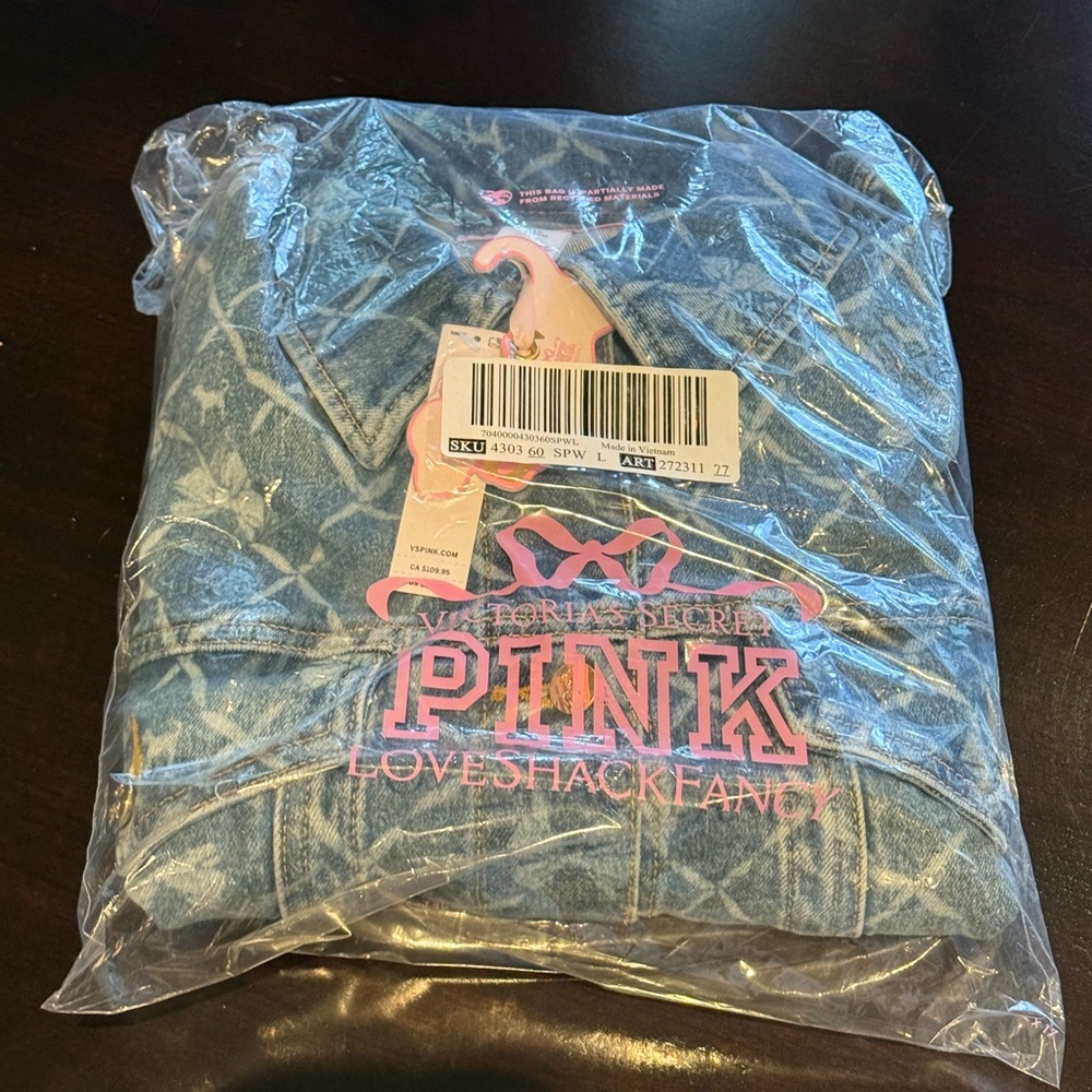 LoveShackFancy x victoria’s secret Pink , Denim cropped Jacket - Picture 9 of 9